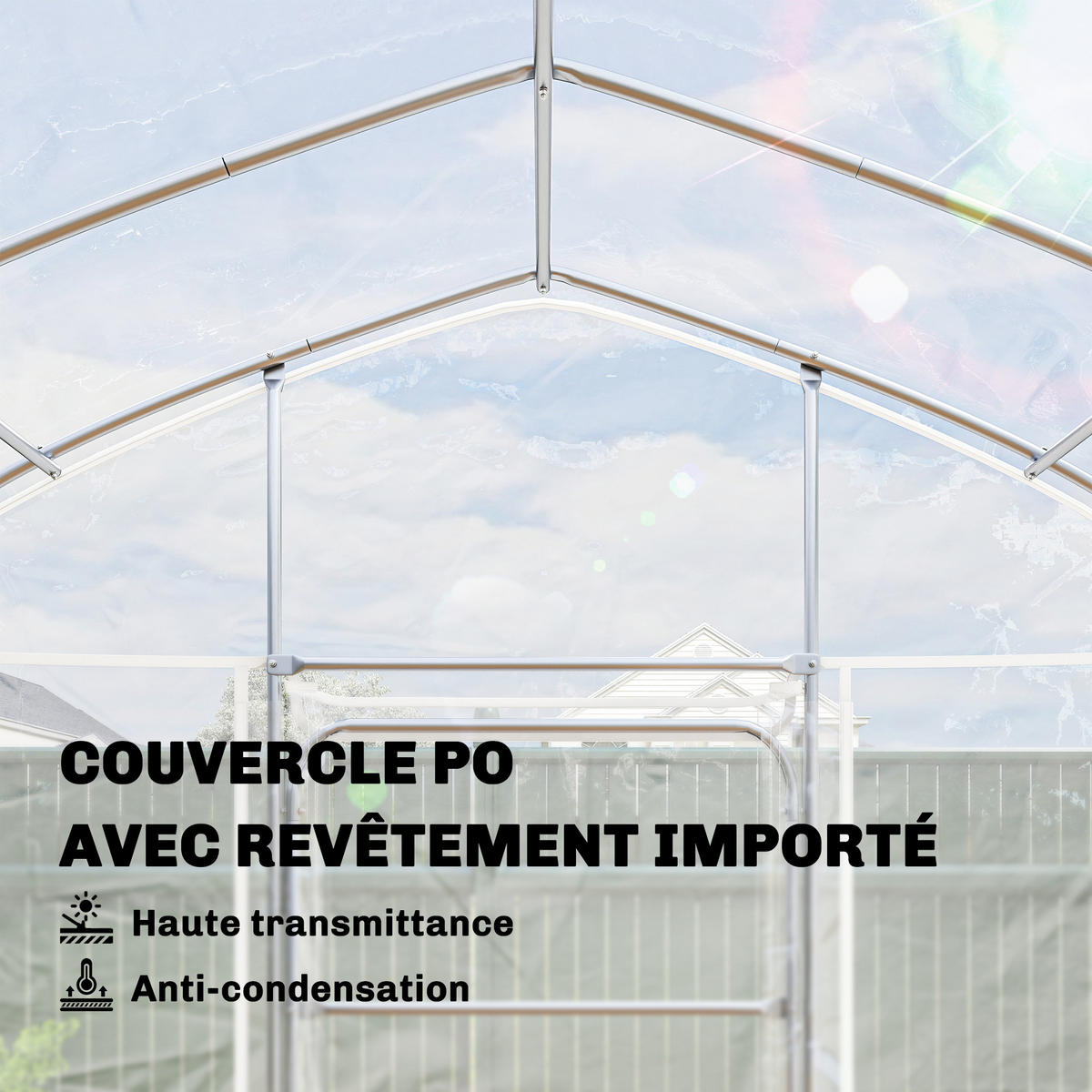 GEWÄCHSHAUS DE-12076 12 m² mit 2 Flügeltüren & PO-Antitropffolie Transparent - Transparent, Metall (296/267/391cm) - ComfortXL
