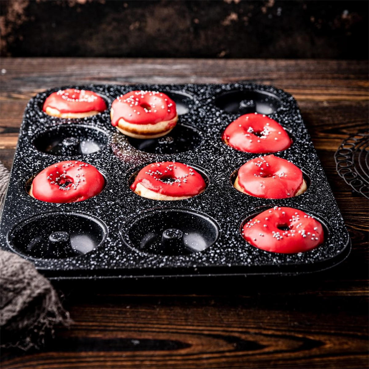 MUFFINFORM Schwarz 35/26,5/3 cm KB7841 - Schwarz, Metall (26.5/3/35cm) - Klausberg 