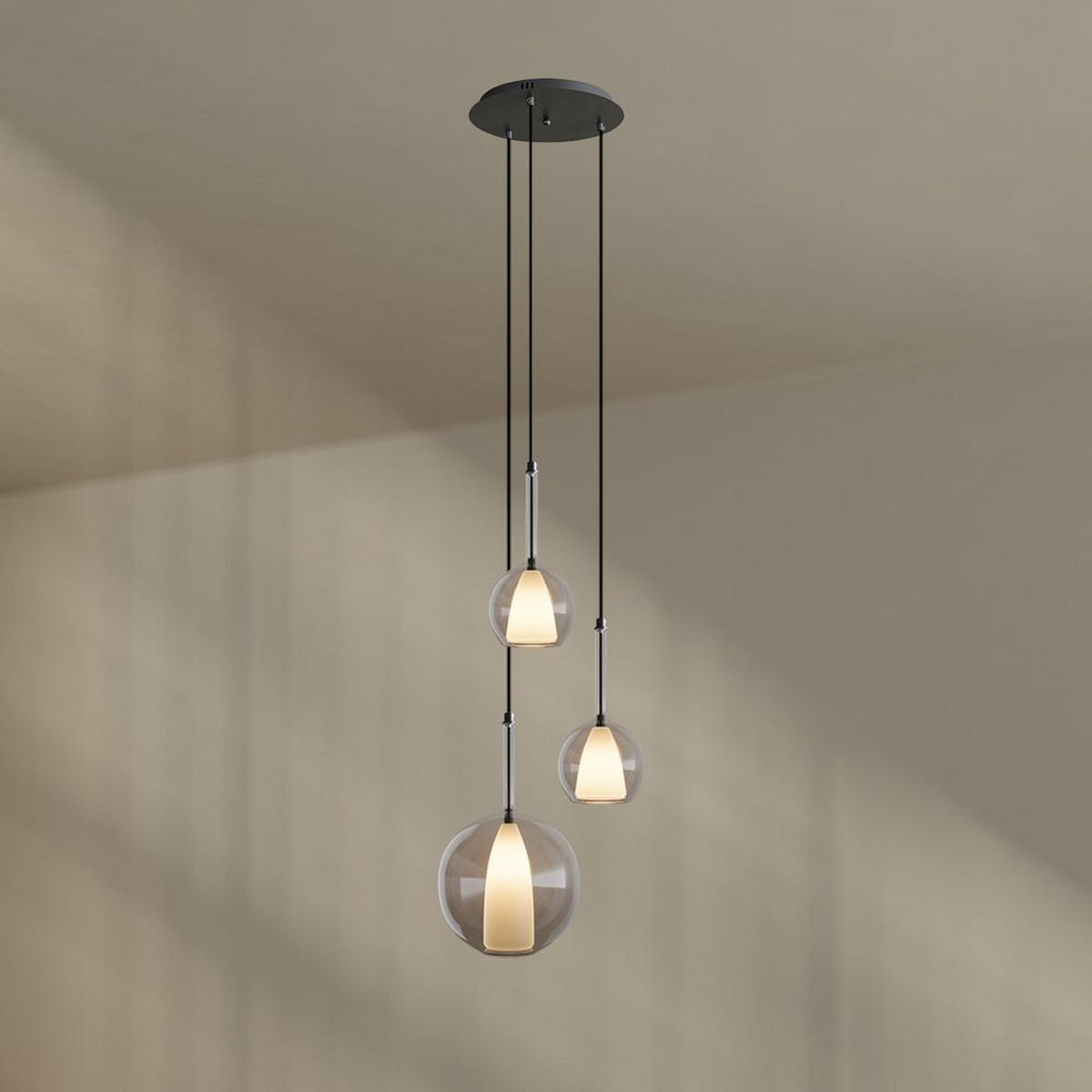 GALERIELEUCHTE Belluna 3-flammig Klar Ø 14/24cm - Klar, Glas (24/24/45cm) - s.luce