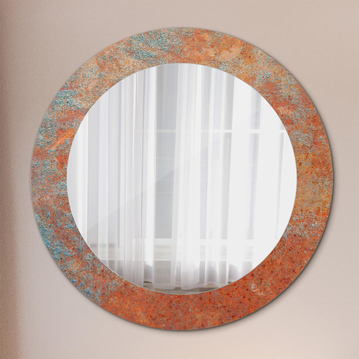 SPIEGEL Ø60 cm Rund mit Aufdruck - Orange, Glas (60/60/0.4cm) - TULUP