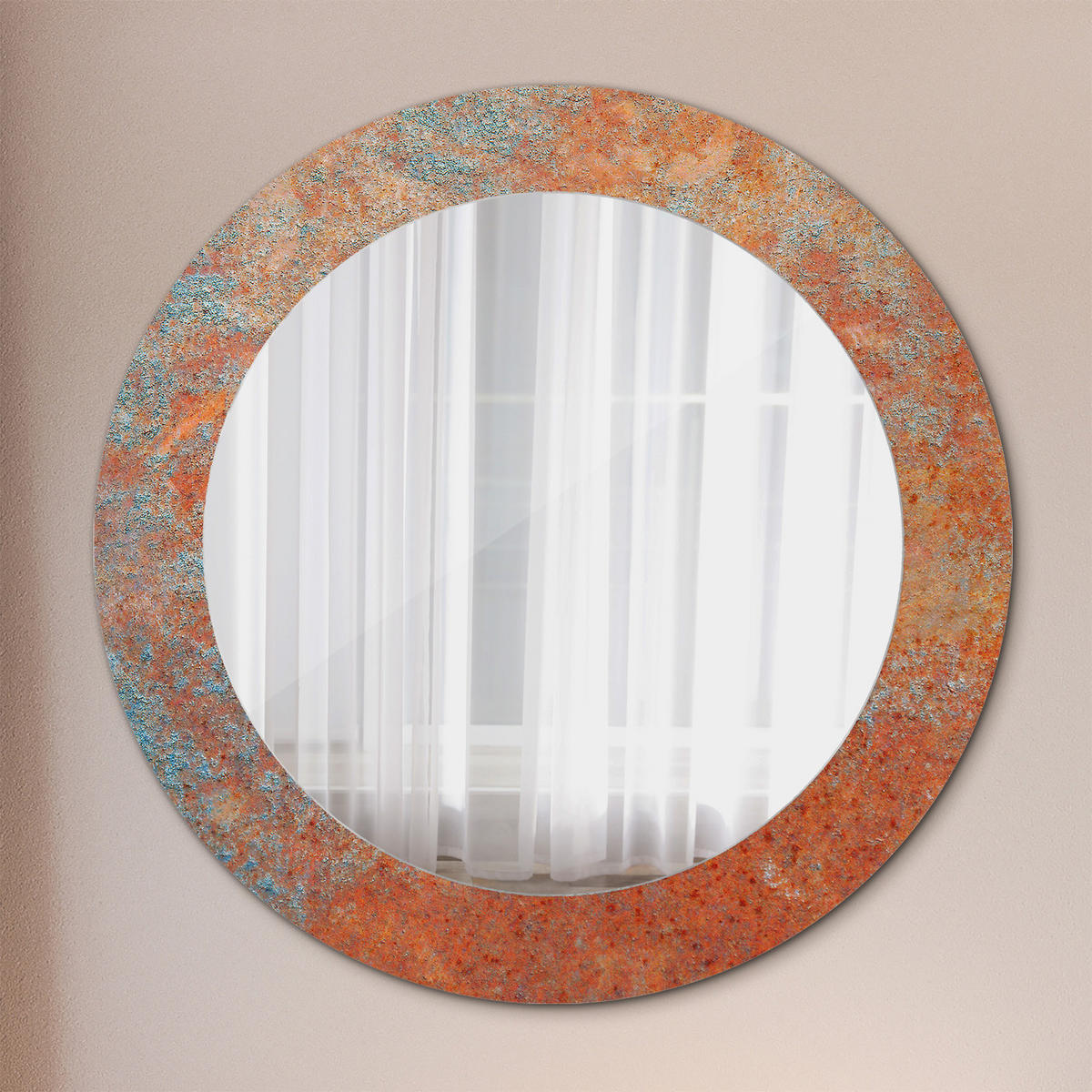 SPIEGEL Ø60 cm Rund mit Aufdruck - Orange, Glas (60/60/0.4cm) - TULUP