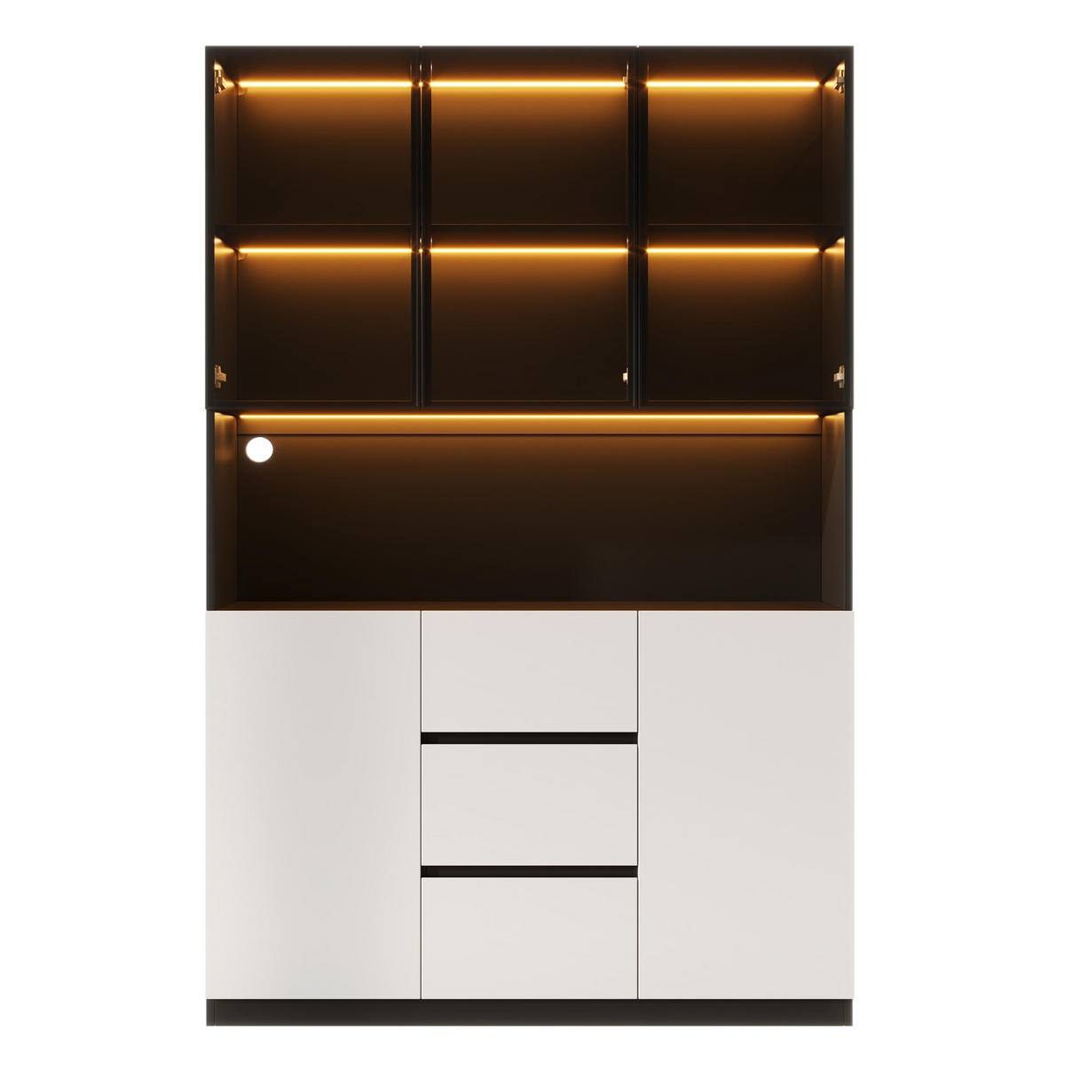 VITRINE aus MDF 120x40x200cm in Schwarz mit LED-Beleuchtung - Schwarz, Holzwerkstoff (120/200/40cm) - Modfu