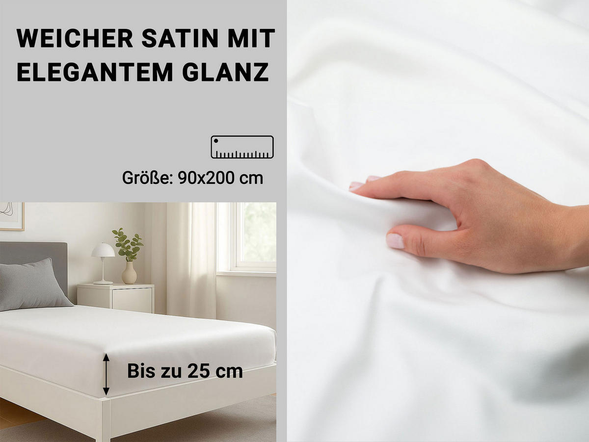 SPANNBETTLAKEN, 90x200 cm, 100% Baumwolle - Weiß, Textil (90/200cm) - Zollner