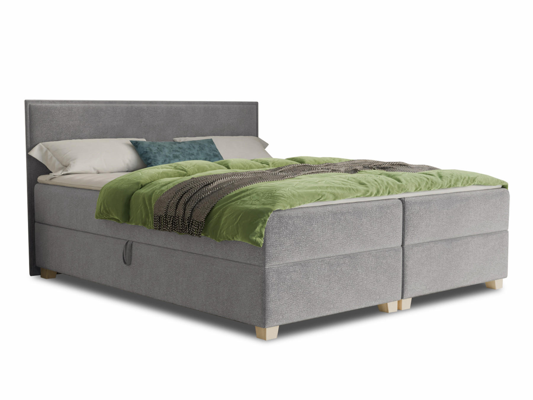 BOXBETT Fren - 140x200 - hellgrau (Paros 05, Velvet) - Beige/Hellgrau, Holz/Holzwerkstoff (140/200cm) - Sofnet