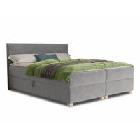 BOXBETT Fren - 140x200 - hellgrau (Paros 05, Velvet) - Beige/Hellgrau, Holz/Holzwerkstoff (140/200cm) - Sofnet