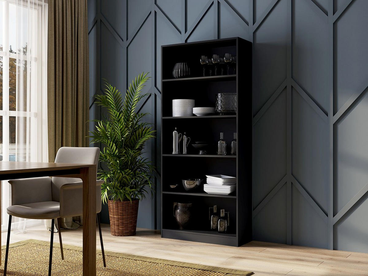 BÜCHERREGAL Schwarz 80/182/30 - Schwarz, Holzwerkstoff (80/182/30cm) - RAUMHIRSCH FURNITURE