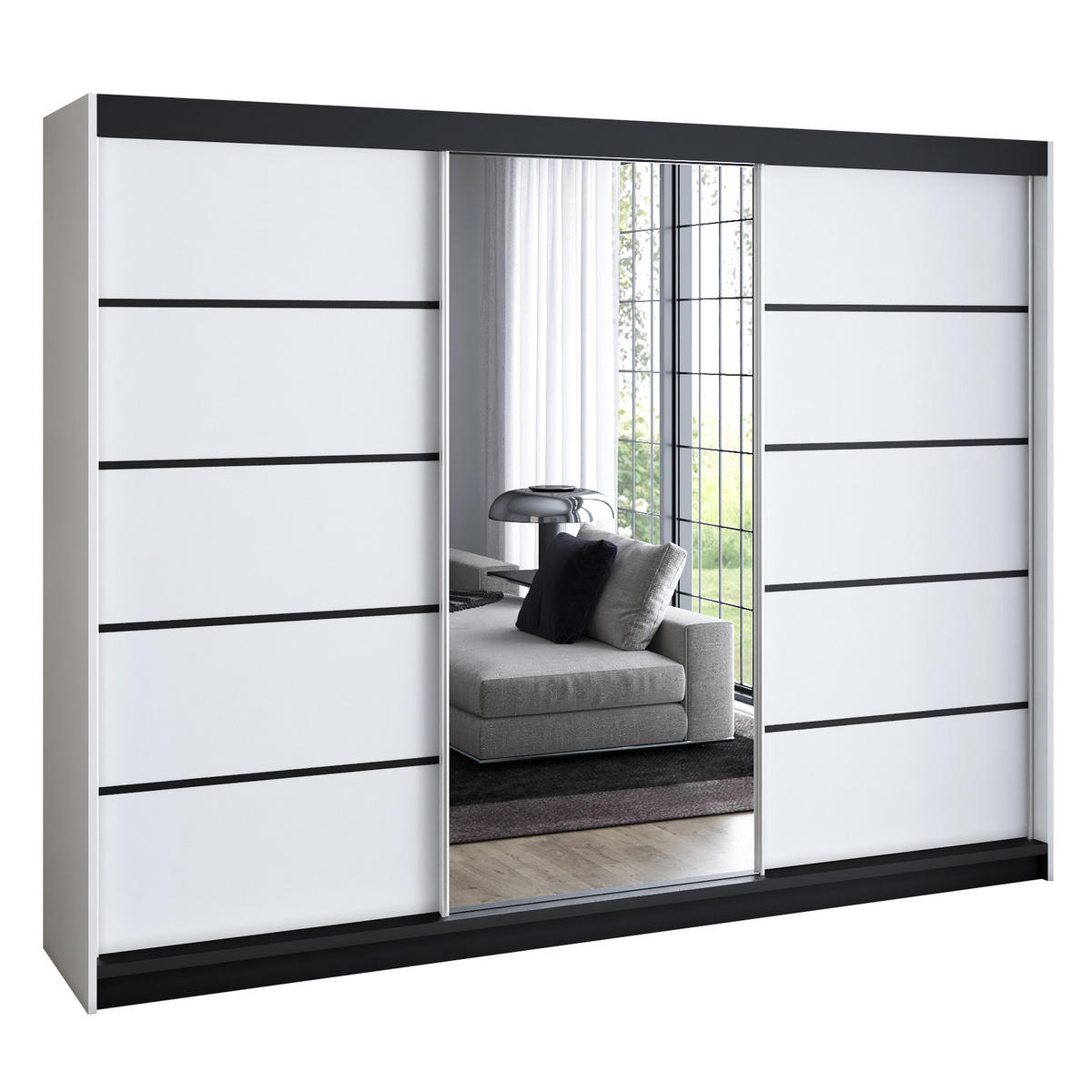 SCHWEBETÜRENSCHRANK 200 cm VILUNO 4 Farbe: Weiß - Weiß, Holzwerkstoff (200/215/59.5cm) - A&J MöbelLand