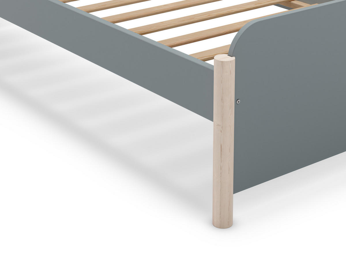 BETT 90x190 cm mit abgerundeten Formen 107,2/199/70 cm - Grün, Holz (190/90cm) - Calicosy