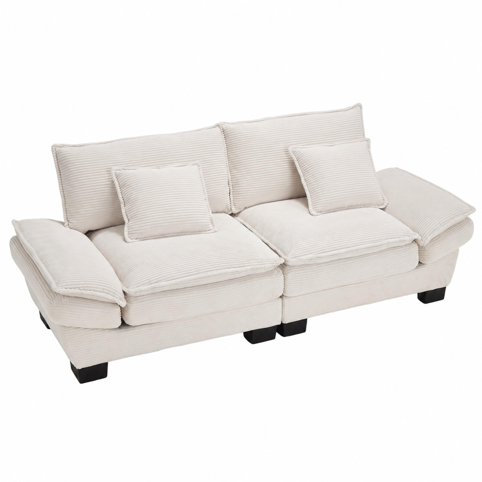 SOFA 2-Sitzer mit tiefem Sitz 224 x 81 x 81 cm Samt Beige - Beige, Kunststoff (224/81/81cm) - Meubliv