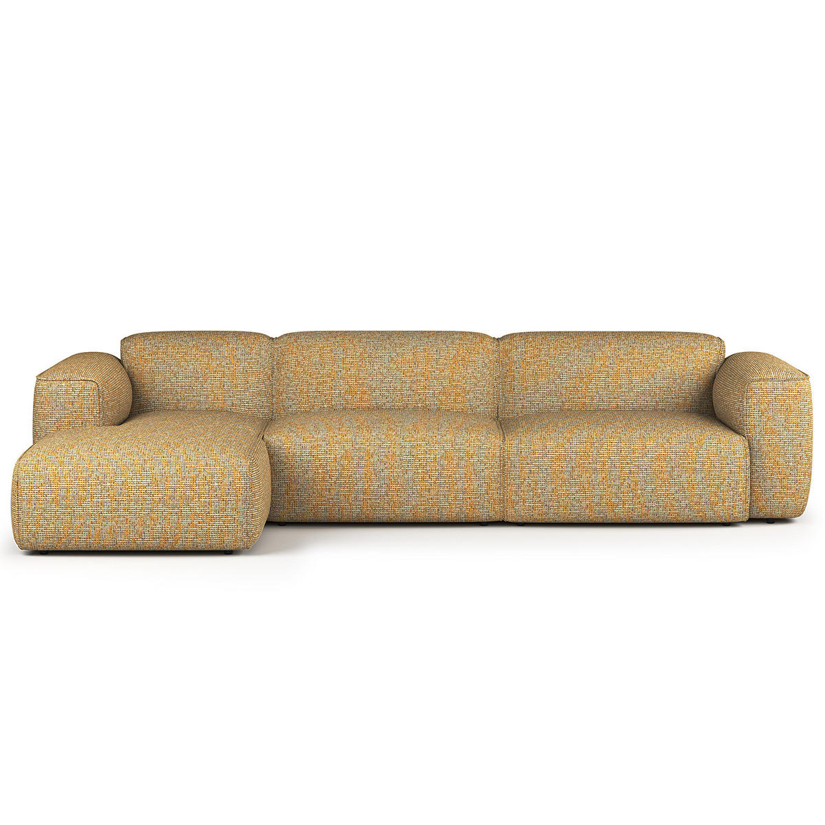 3-SITZER ECKSOFA mit Longchair - Schwarz/Honig, Kunststoff/Textil (317/173cm) - home24