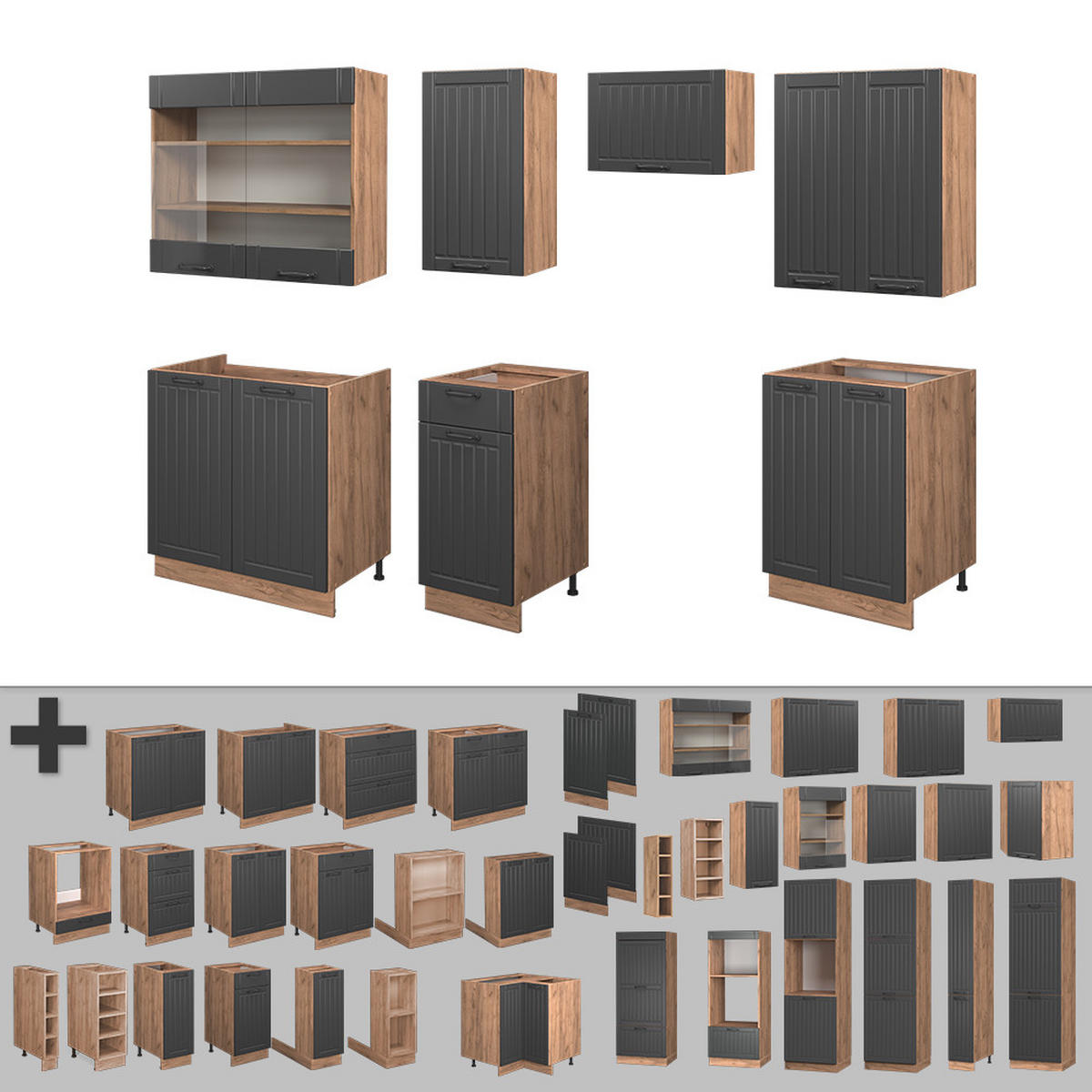 KUCHYŇSKÝ KOUT Fame-Line Tmavě šedá - medově dubová/tmavě šedá, kompozitní dřevo (240/81.6/46cm) - Vicco