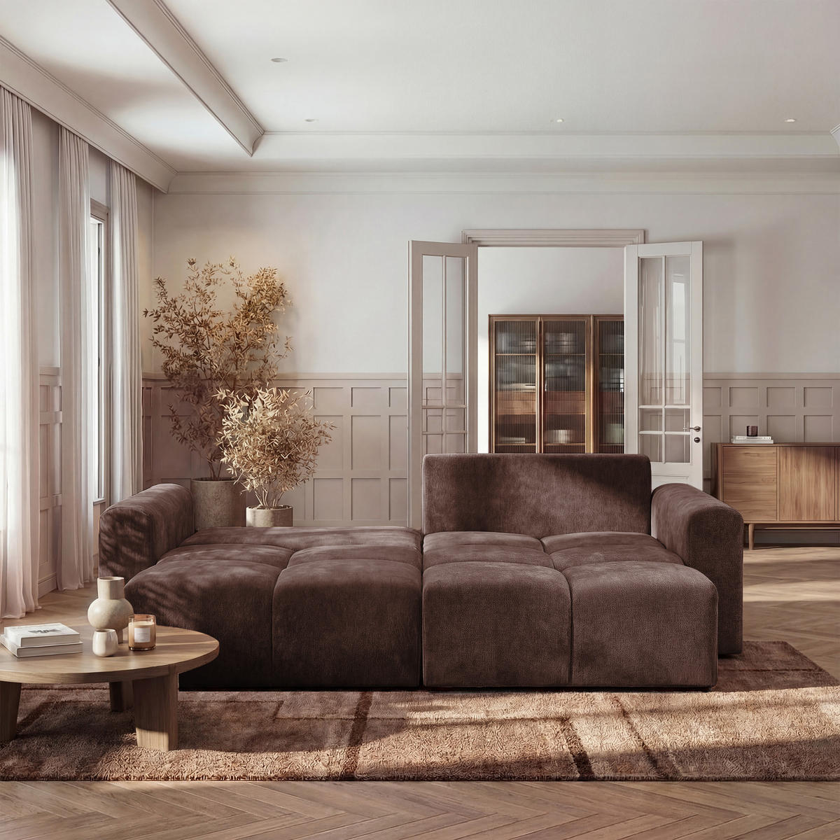 ECKSOFA BALOO mit Schlaffunktion und Bettkasten Braun - Braun, Holzwerkstoff/Kunststoff (250/90/160cm) - Idohome