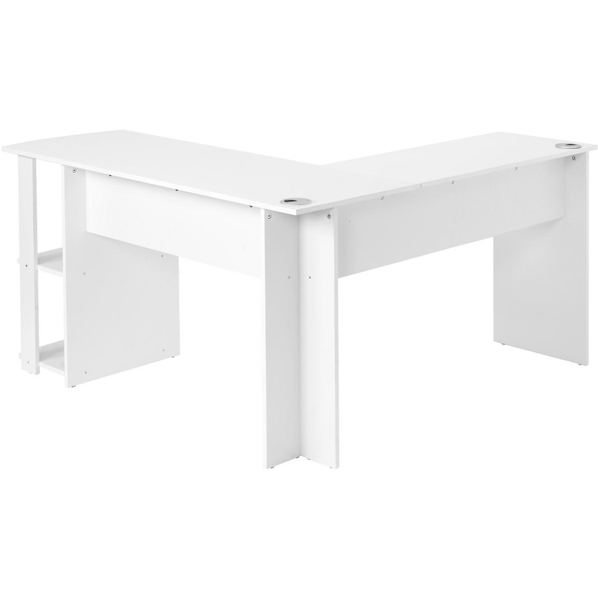 ECKSCHREIBTISCH 140/50/75 cm weiß mit 2 Ablagen L-förmig - Weiß, Holzwerkstoff (140/140/75cm) - OKWISH