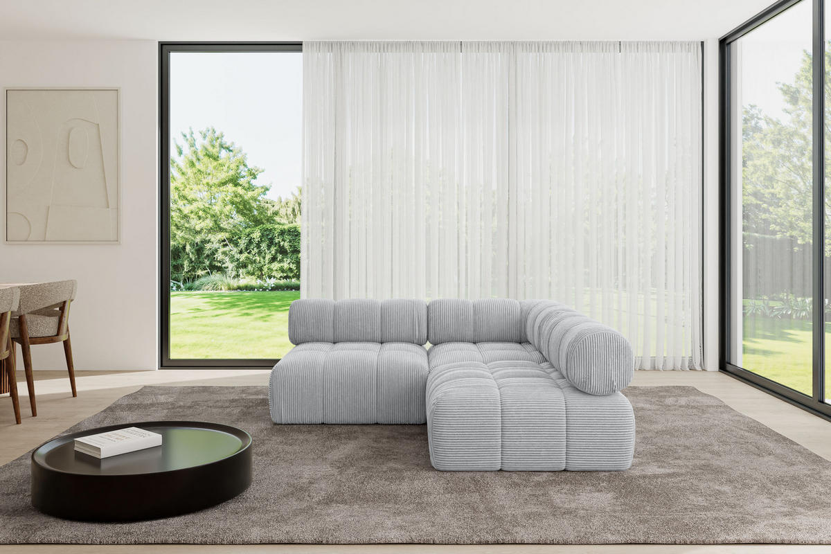ECKSOFA modulares Sofa Samaro-L1 - 190x190x70 cm Grau Cord - Grau, Holzwerkstoff/Textil (190/190cm) - ALTDECOR