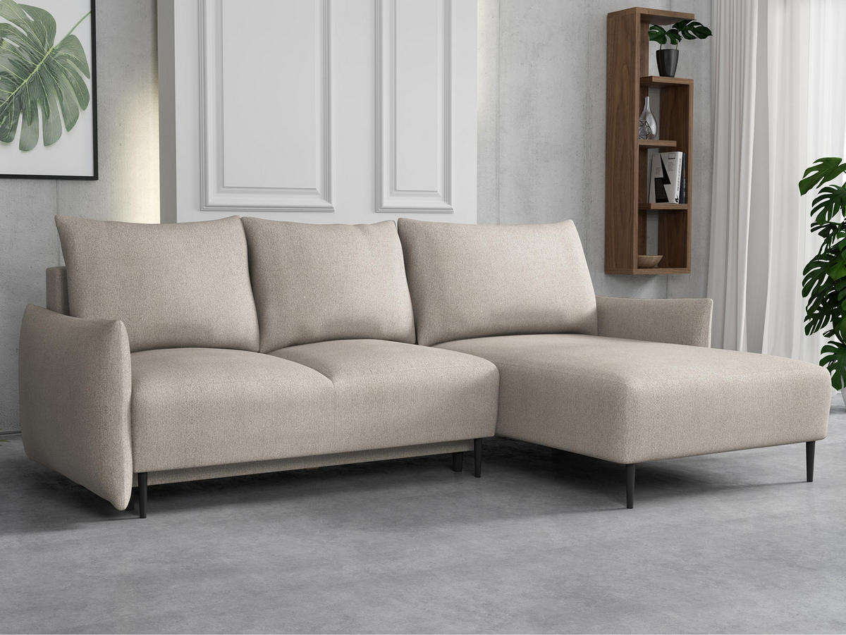 ECKSOFA Santi L - Beige/Schwarz, Holz/Textil (240/160cm) - MIRJAN24