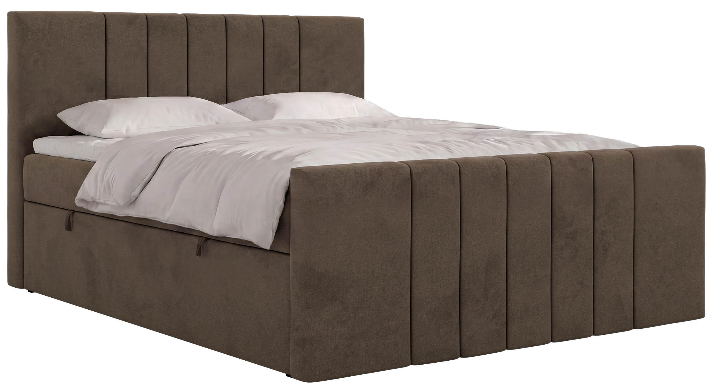 POSTEL BOXSPRING INERO DUO 200/200 - Hnědá Samet - Topper Visco - H4 - černá/hnědá, textil/plast (200/200cm) - MKS