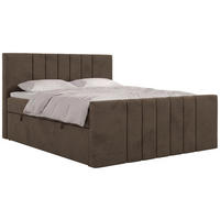 POSTEL BOXSPRING INERO DUO 200/200 - Hnědá Samet - Topper Visco - H4 - černá/hnědá, textil/plast (200/200cm) - MKS