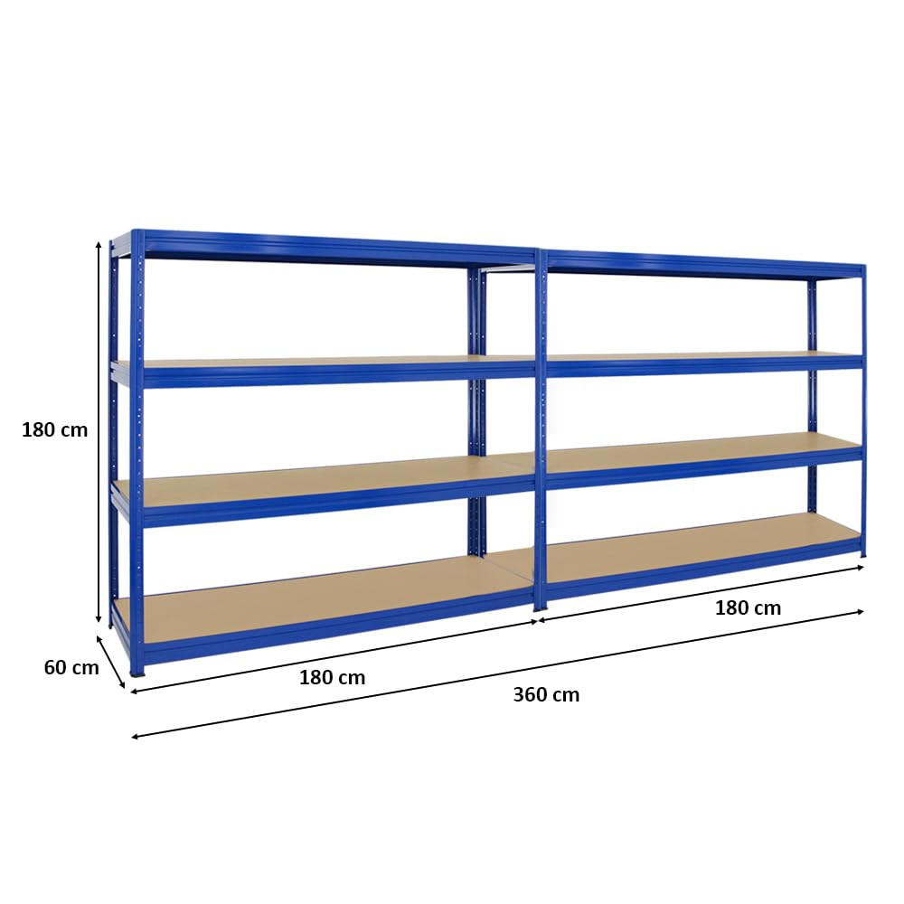 SCHWERLASTREGAL Dino 2er-Set mit 2x 180x180x60 cm Fachlast 500 kg Blau - Blau, Metall (360/180/60cm) - PROREGAL