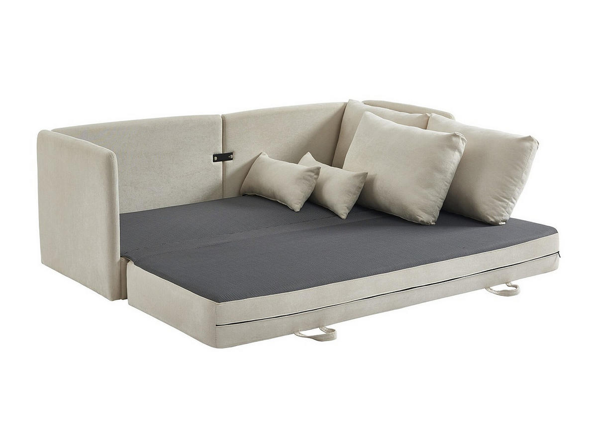 SOFA 3-Sitzer mit Schlaffunktion - Stoff - Beige - GRECCO - Beige, Textil (204/84/82cm) - Vente-Unique