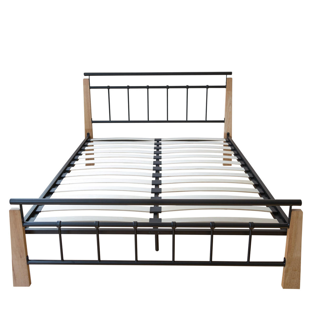 METALLBETT 160/200 cm in Schwarz Natur mit Lattenrost - Schwarz/Naturfarben, Metall (160/200cm) - Homestyle4u