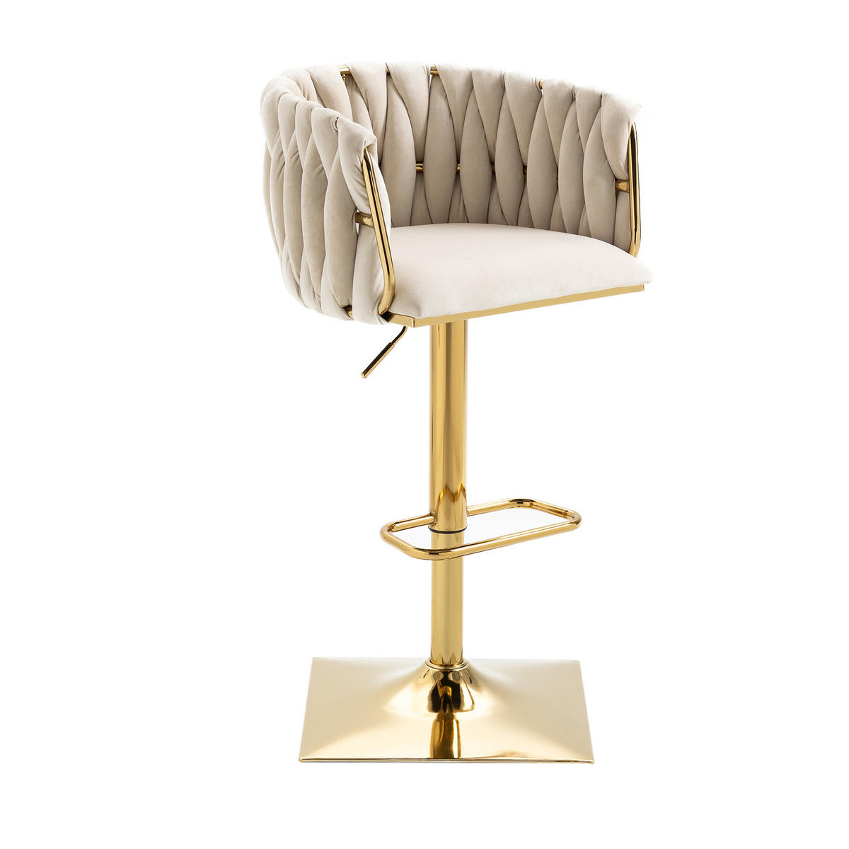 BARHOCKER, drehbar, höhenverstellbar mit Fußstütze, Textil, 53/51/87-105 cm, Ecru - Ecru, Textil (51/105/53cm) - Redom