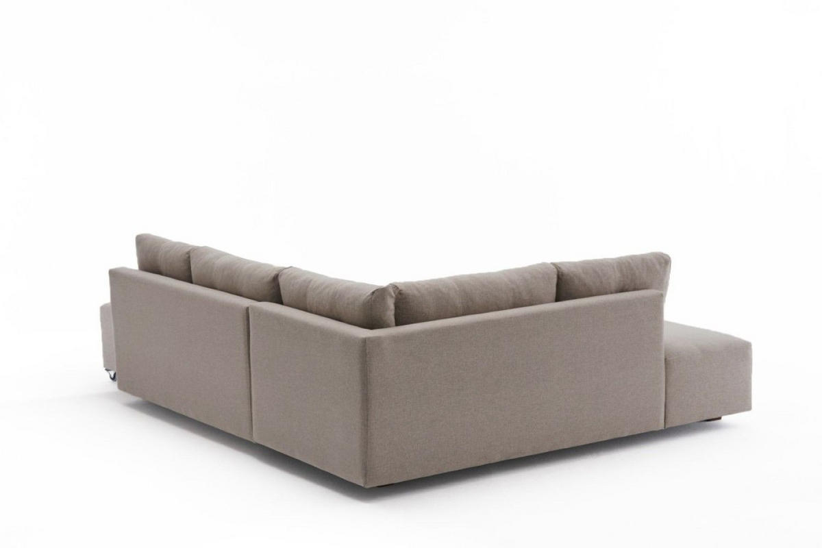 ECKSOFA mit rollbarer Schlaffunktion - Beige/Walnussfarben, Holzwerkstoff/Kunststoff (280/206cm) - myHomelando