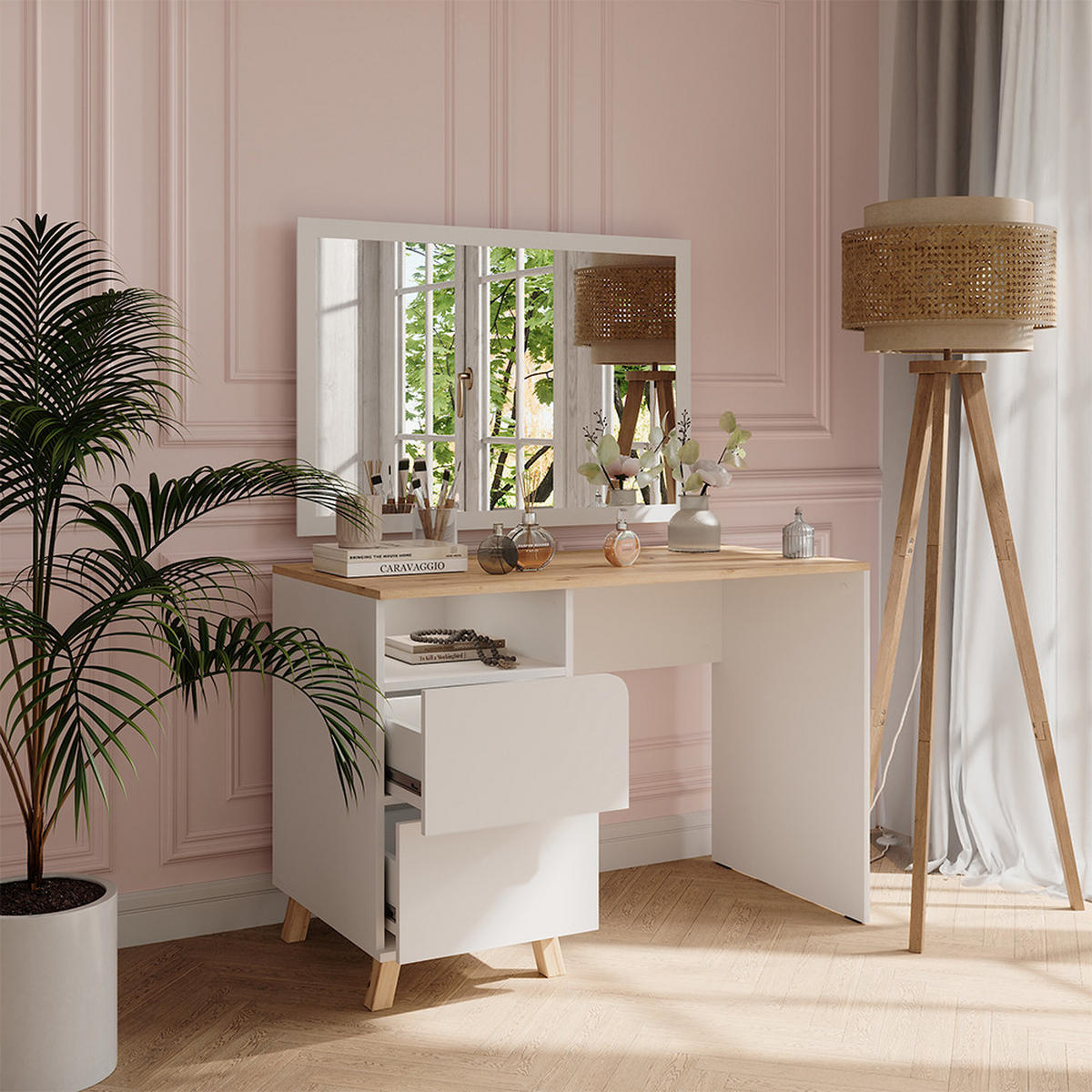 TOALETNÍ STOLEK Karen Bílá/Artisan - bílá/dub artisan, kompozitní dřevo (110/75/55cm) - Vicco