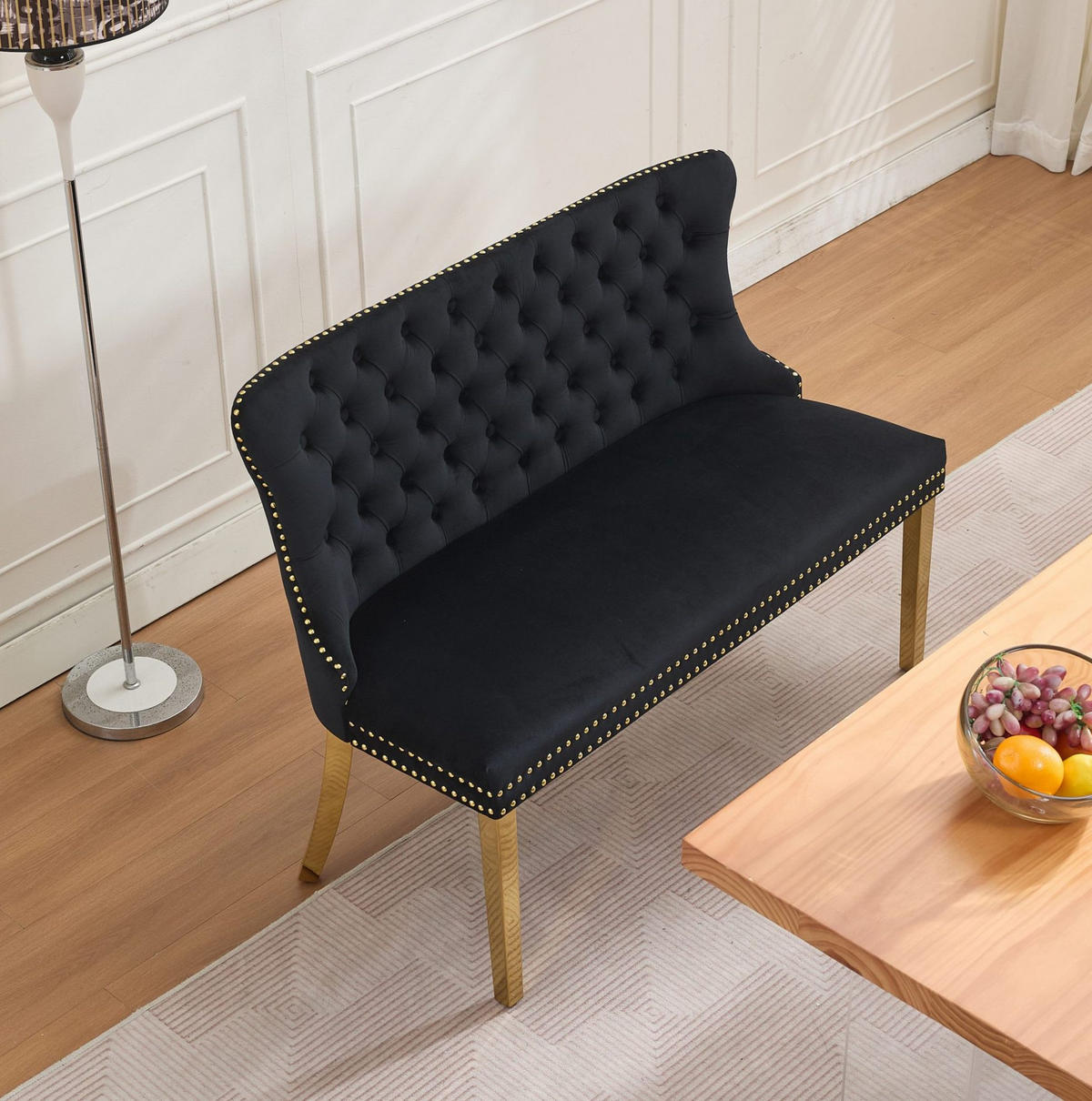 BARSTUHL-SET Samt Schwarz - Schwarz, Metall (116/89.5/58cm) - Meubliv
