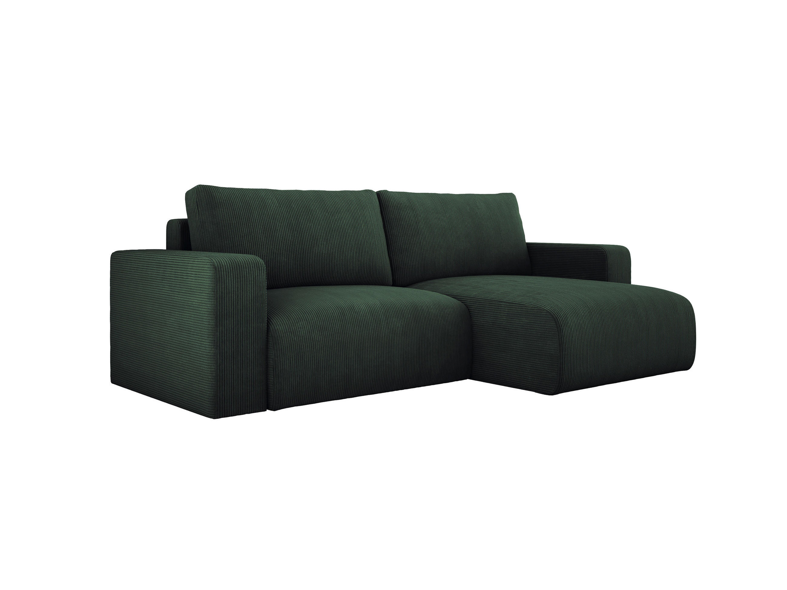ECKSOFA Carl L-förmig Schlaffunktion und Bettkasten weicher Cordstoff flexibel stellbar lose Rückenkissen freistehend RECHTS 247x143x83cm Forest green - Waldgrün, Holz/Textil (247/143cm) - DomoHome