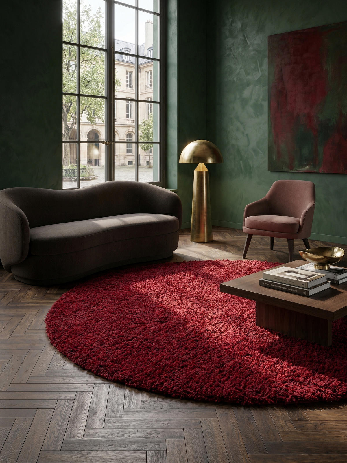 TEPPICH Hochflor Unifarben Polypropylen Wohnzimmer Shaggy Rot Rund 160x160 - Rot, Textil (160/160cm) - KADIMA DESIGN