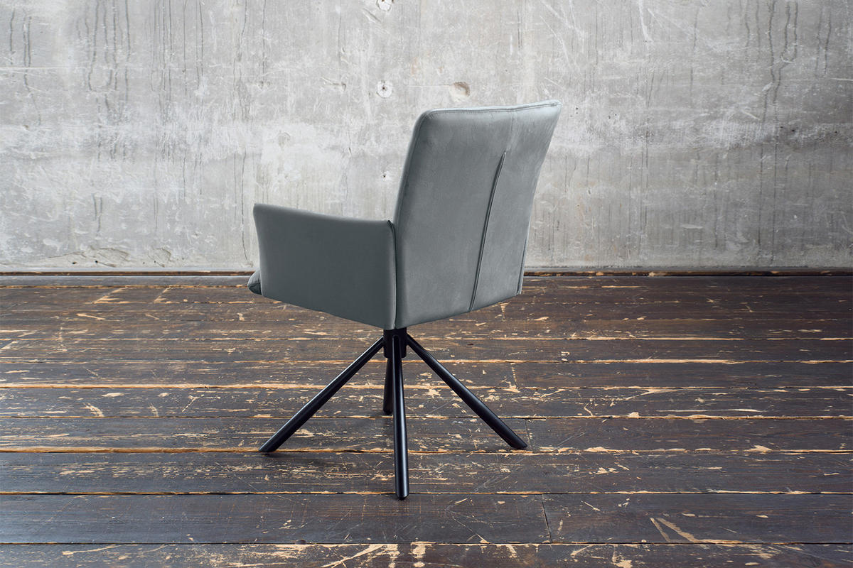 ESSZIMMERSTUHL KYRA Grau Velvet - Schwarz/Grau, Kunststoff/Textil (64/88/61cm) - KAWOLA