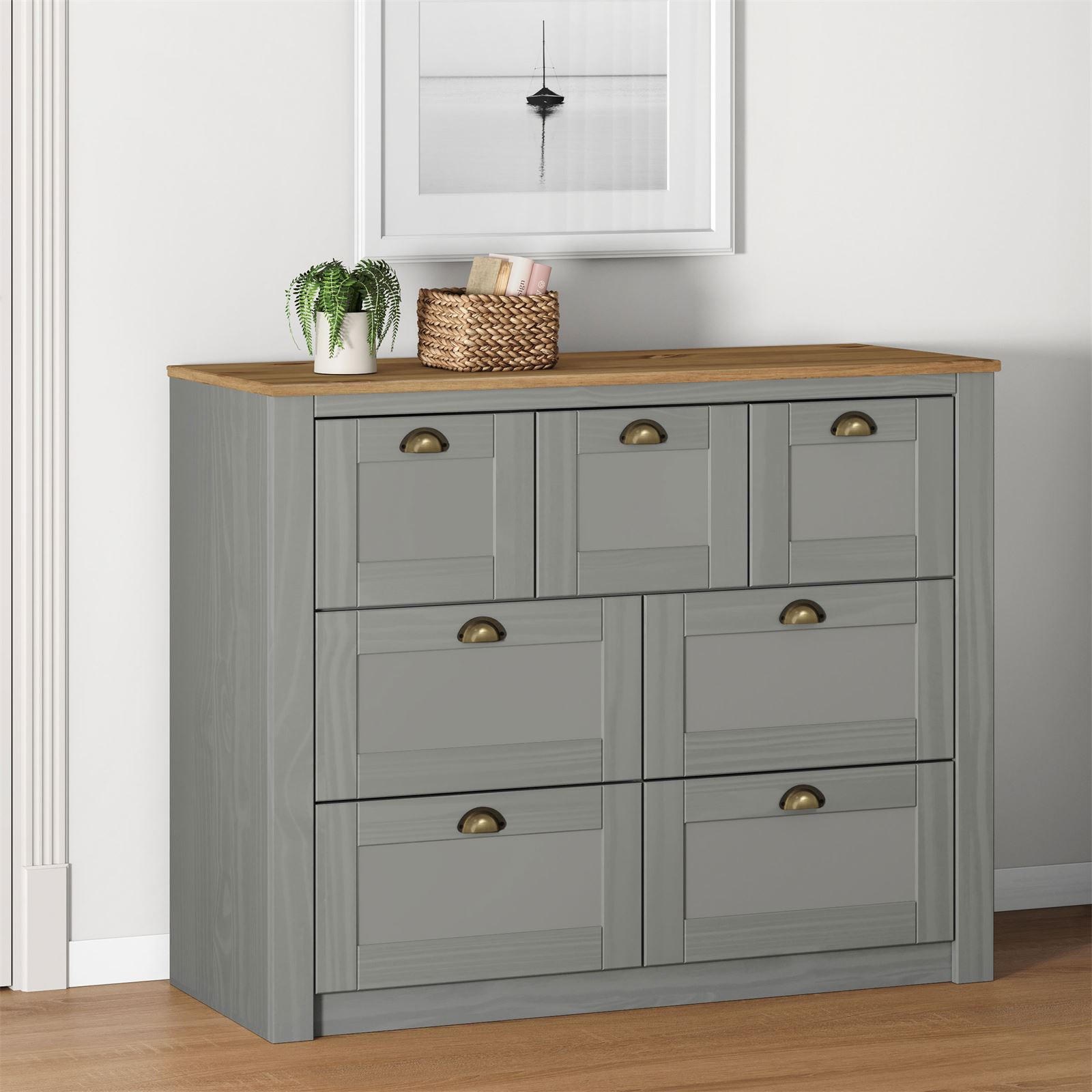 SIDEBOARD BOLTON - Naturfarben/Grau, Holz (110/87/40cm) - IDIMEX