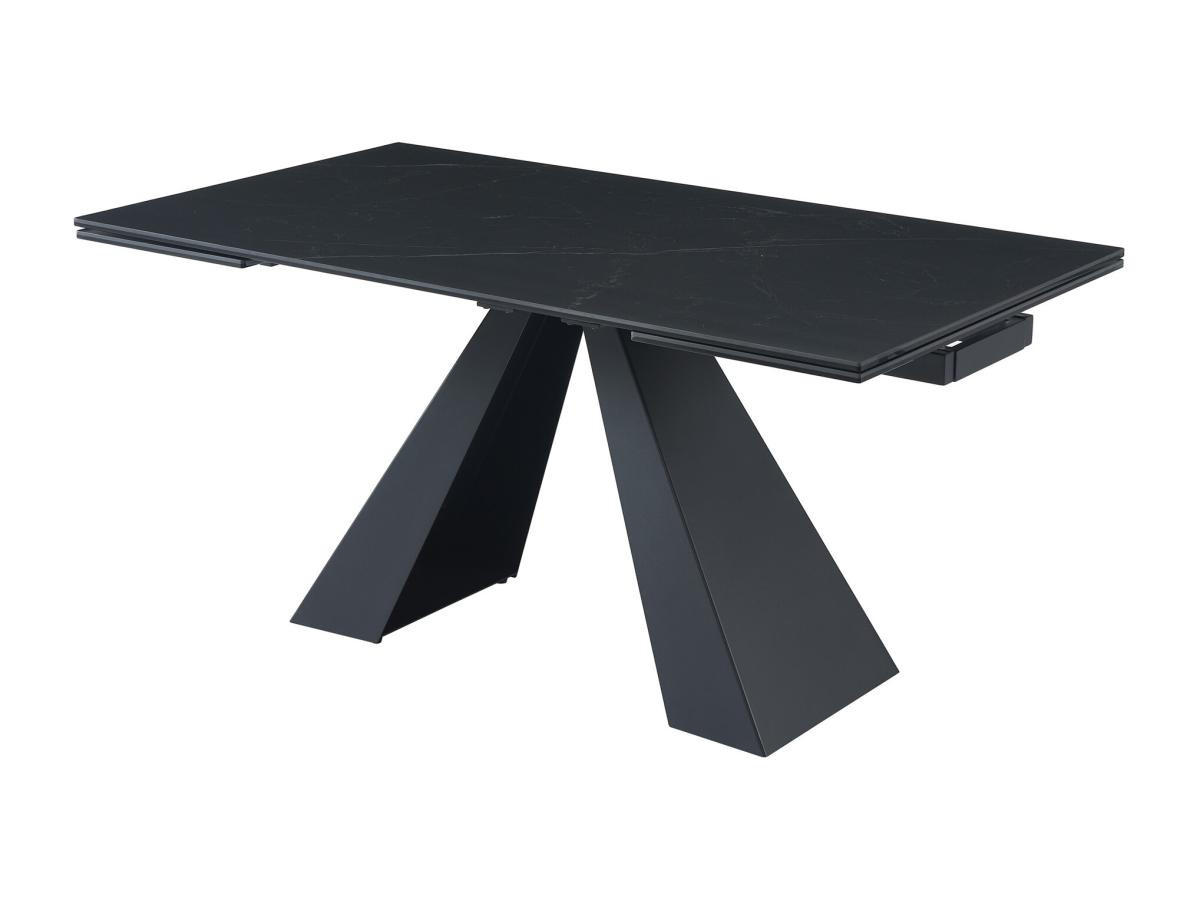 ESSTISCH ausziehbar - 6 bis 10 Personen - Sicherheitsglas, Keramik & Metall - Marmor-Optik Schwarz - LOZIPA - Schwarz, Glas (240/90/76cm) - Vente-Unique