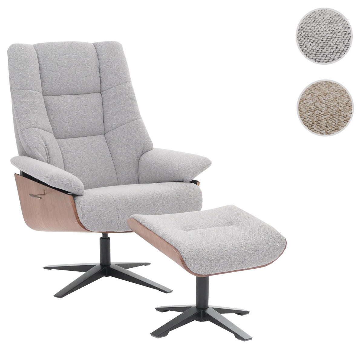 RELAXSESSL + HOCKER Grau - Grau, Textil (81/125/106cm) - MCW