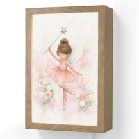 NÁSTĚNNÁ LAMPA Baletka - Víla - Květiny - Růžová 20x30 cm - růžová, kompozitní dřevo (20/30/8cm) - OnlyWow