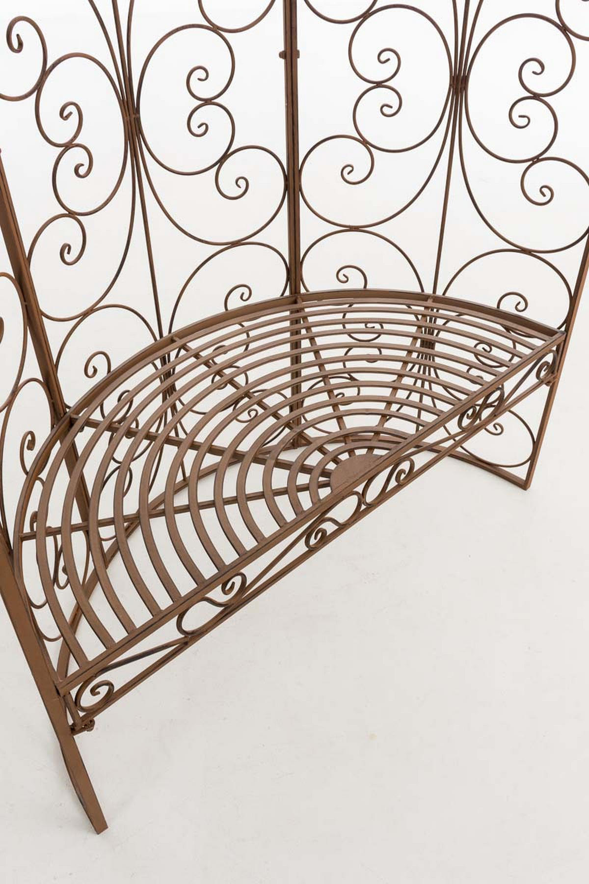 HALBPAVILLON mit Sitzbank Boston Metall Antik braun Gartenbank - Braun, Metall (120/178/58cm) - DELUKE