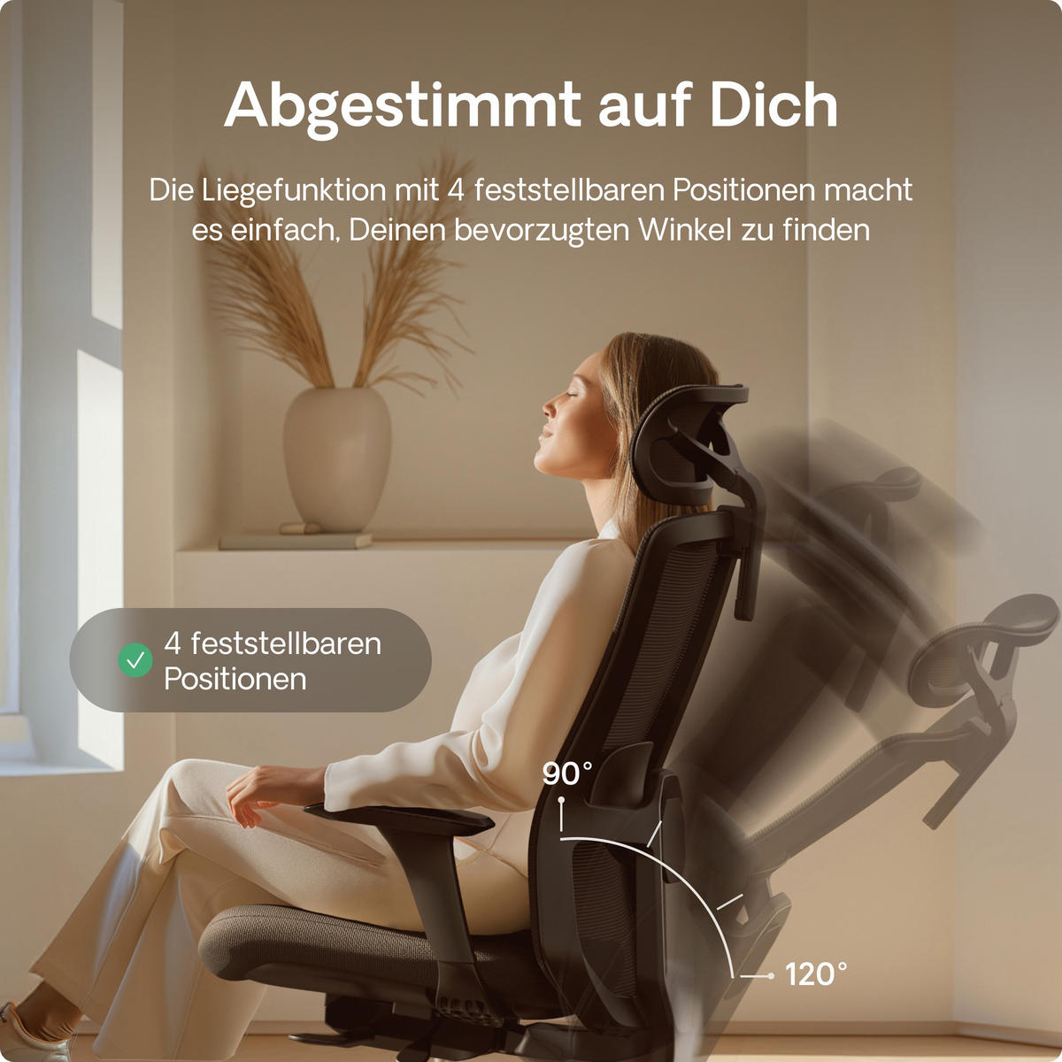 BÜROSTUHL Verstellbarer Ergonomischer SitOne Schwarz 4-Dimensional Armlehne, Integrierte 4-Wege-Lendenwirbelstütze - Schwarz, Kunststoff (60/125/68cm) - Desktronic