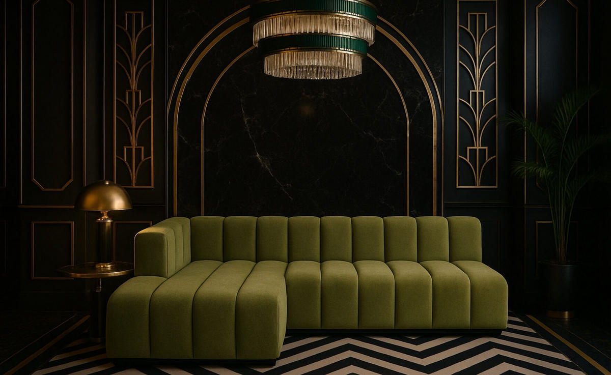 ECKSOFA GRAND L 295 cm, Stoff Salvador, Olive, Links - Olivgrün, Holz (295/179cm) - Kaiser Möbel