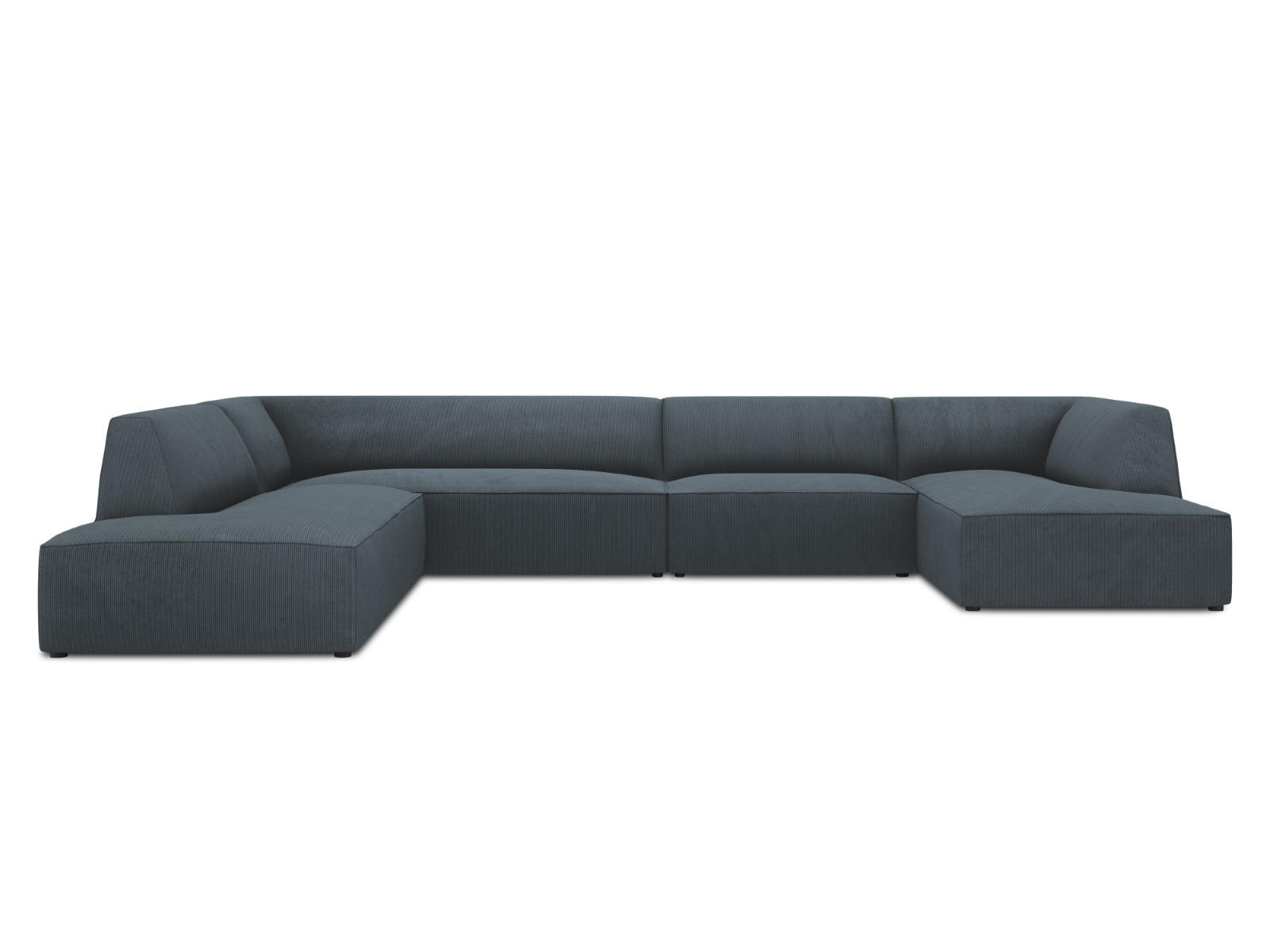PANORAMASOFA links Ruby aus Cord blau 7 Sitzplätze - Blau, Textil (273/69/366cm) - Micadoni