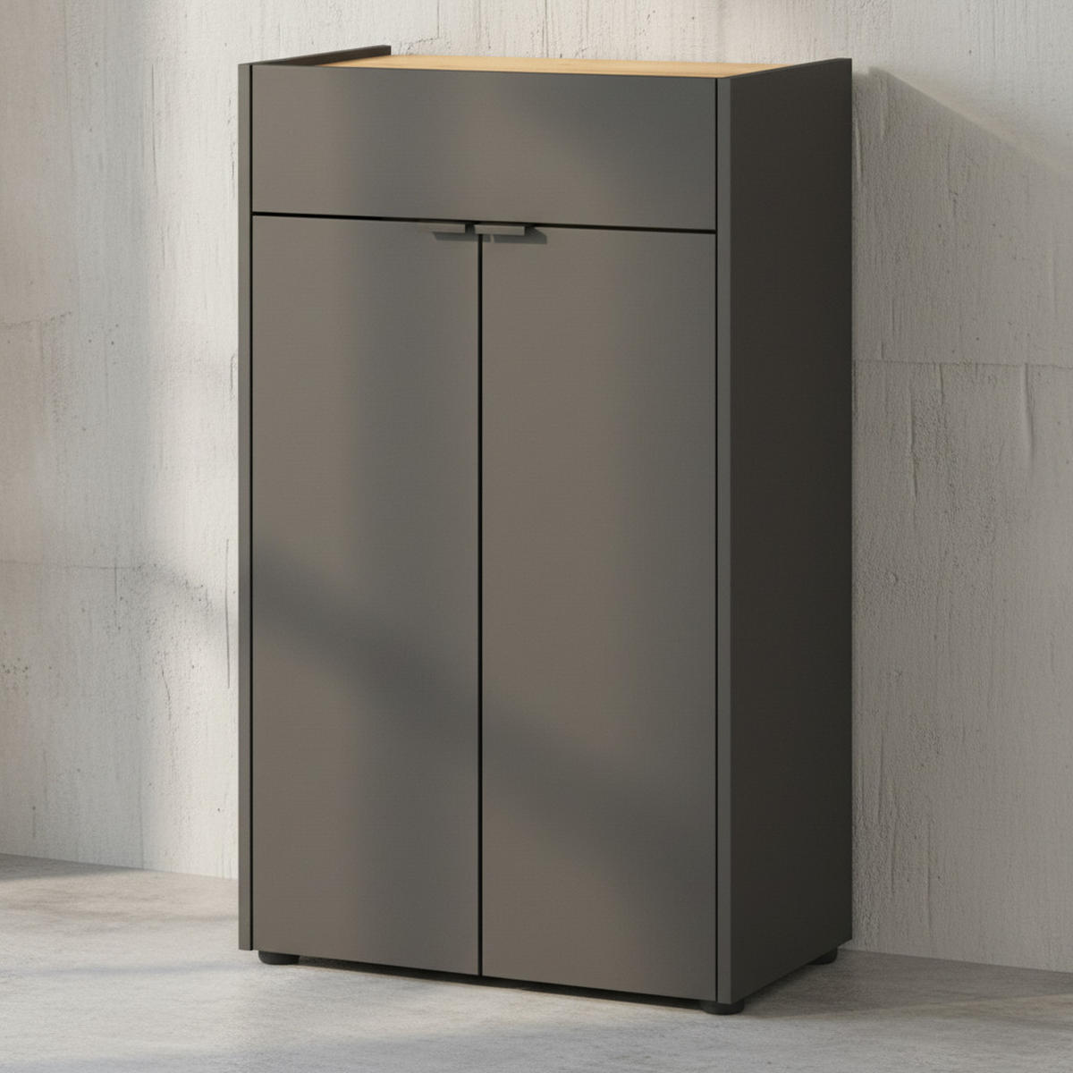 KOMMODE Kratzfest Eiche Schublade Bad AVIS, Grau-Beige 60x34x98 cm - Grau, Holz/Metall (60/98/34cm) - KADIMA DESIGN