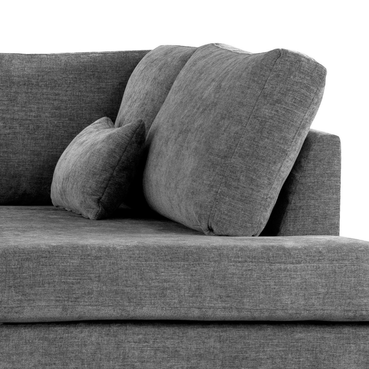 ECKSOFA mit Ottomane - Dunkelgrau/Buchefarben, Buchenholz/Textil (287/219cm) - home24