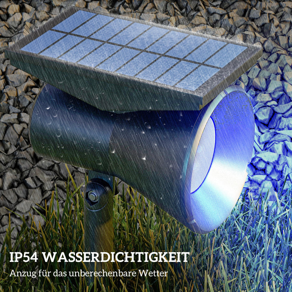 SOLARLEUCHTEN 2 Stück Solarlampen, Solar Gartenleuchte mit 2 Lichtfarben Schwarz - Schwarz, Kunststoff (10.6/15/38cm) - Outsunny