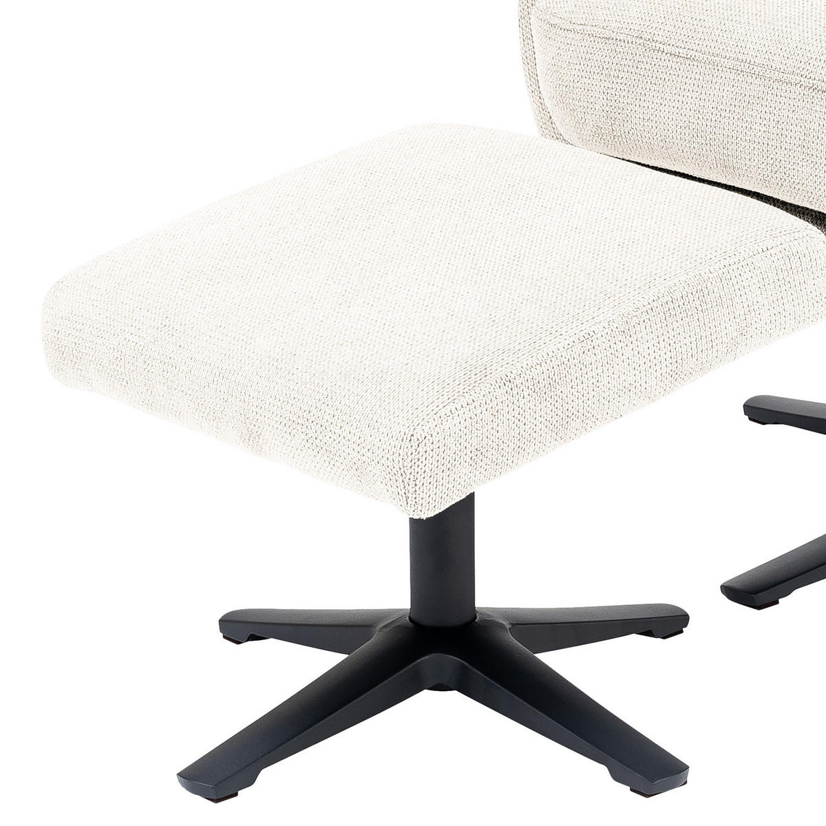 RELAXSESSEL mit Hocker - Creme/Schwarz, Textil/Metall (74/102/89cm) - home24