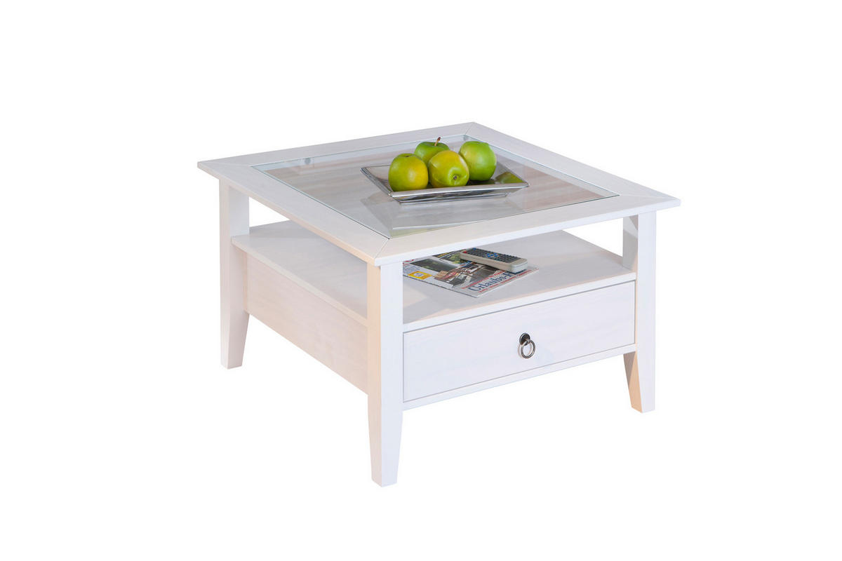 COUCHTISCH 1 Schublade, 1 Ablage, weiss - Weiß, Holzwerkstoff (75/75/45cm) - ebuy24