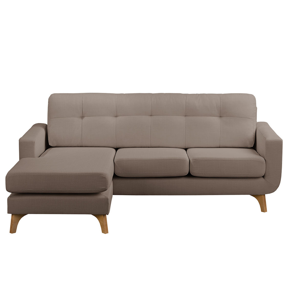 ECKSOFA mit Longchair - Strukturstoff - Cappuccino, Textil (208/150cm) - home24