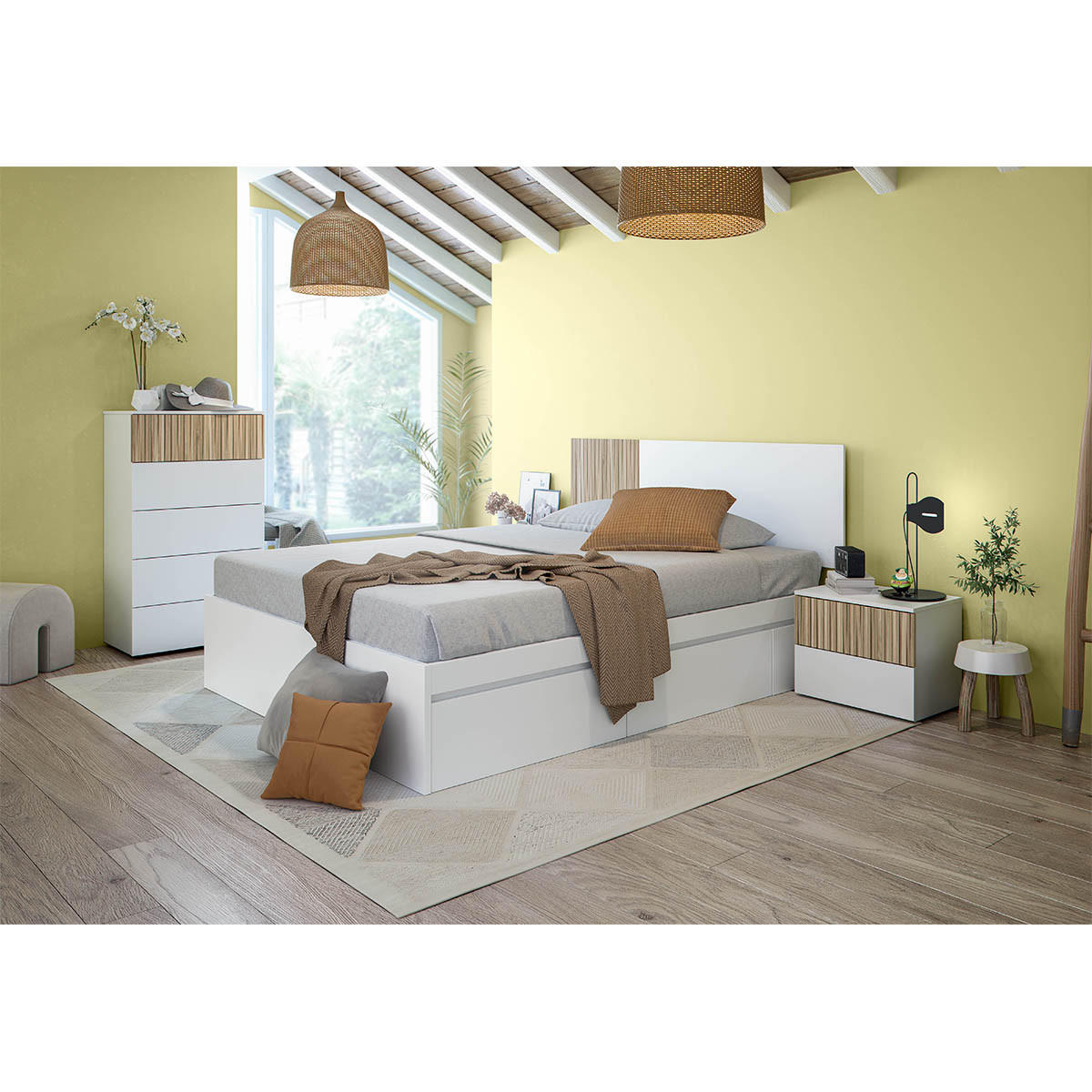 KOMMODE 5 Schubladen H109 cm - Ethna - Weiß, Holzwerkstoff (40/109/61cm) - Calicosy