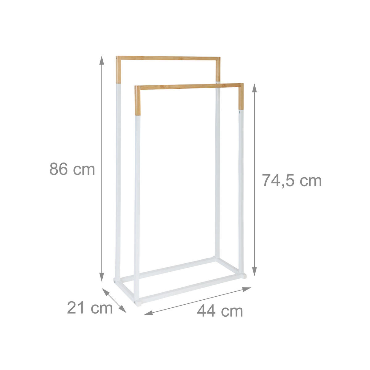 VEŠIAK na osušky - biela, kov/drevo (44/86/21cm) - Relaxdays