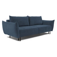 SOFA ADEL - Schlaffunktion Und Bettkasten, Wellenfederung, PUR-Schaum, Schwarze Metallfüße lose Rückenkissen, freistehend, 240x108x75 cm Forest green - Waldgrün, Holz/Textil (240/75/108cm) - DomoHome