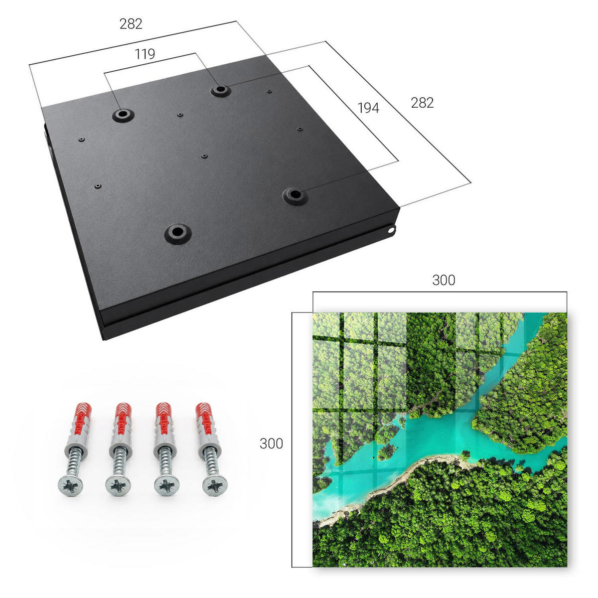 SCHLÜSSELBOX Schwarz 30x30 cm- Türöffnung nach rechts - Grünes Paradies - Grün, Metall (30/30/5cm) - TULUP