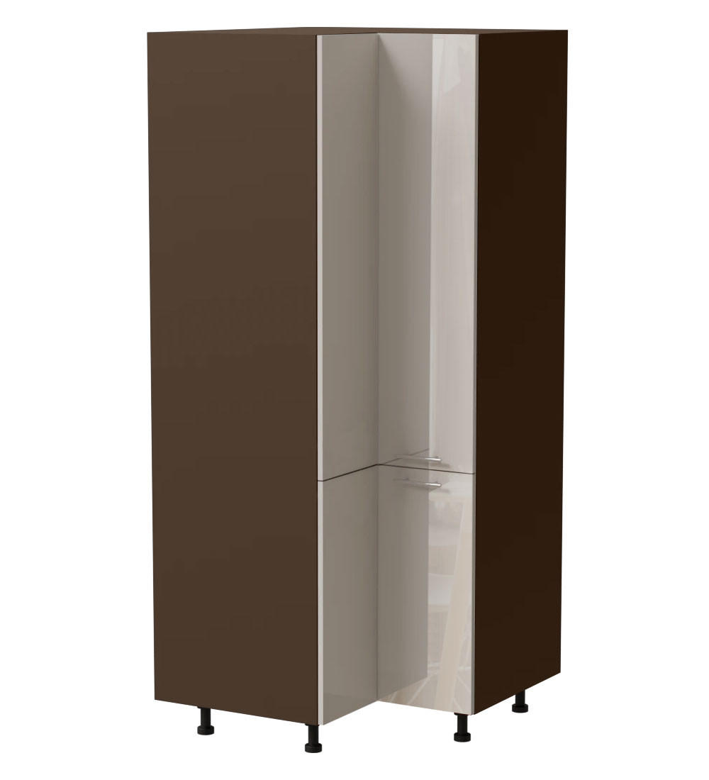 ECKVORRATSSCHRANK Brerra D24N/207 Lava / RAL 9001 creme Hochglanz 90 / 90 / 207cm - Dunkelgrau/Creme, Holz/Holzwerkstoff (90/207/90cm) - Feldmann-Wohnen